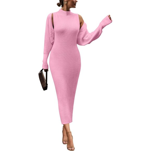 Women´s Knit 2 Piece Outfits Maxi Dress Cardigan Set...